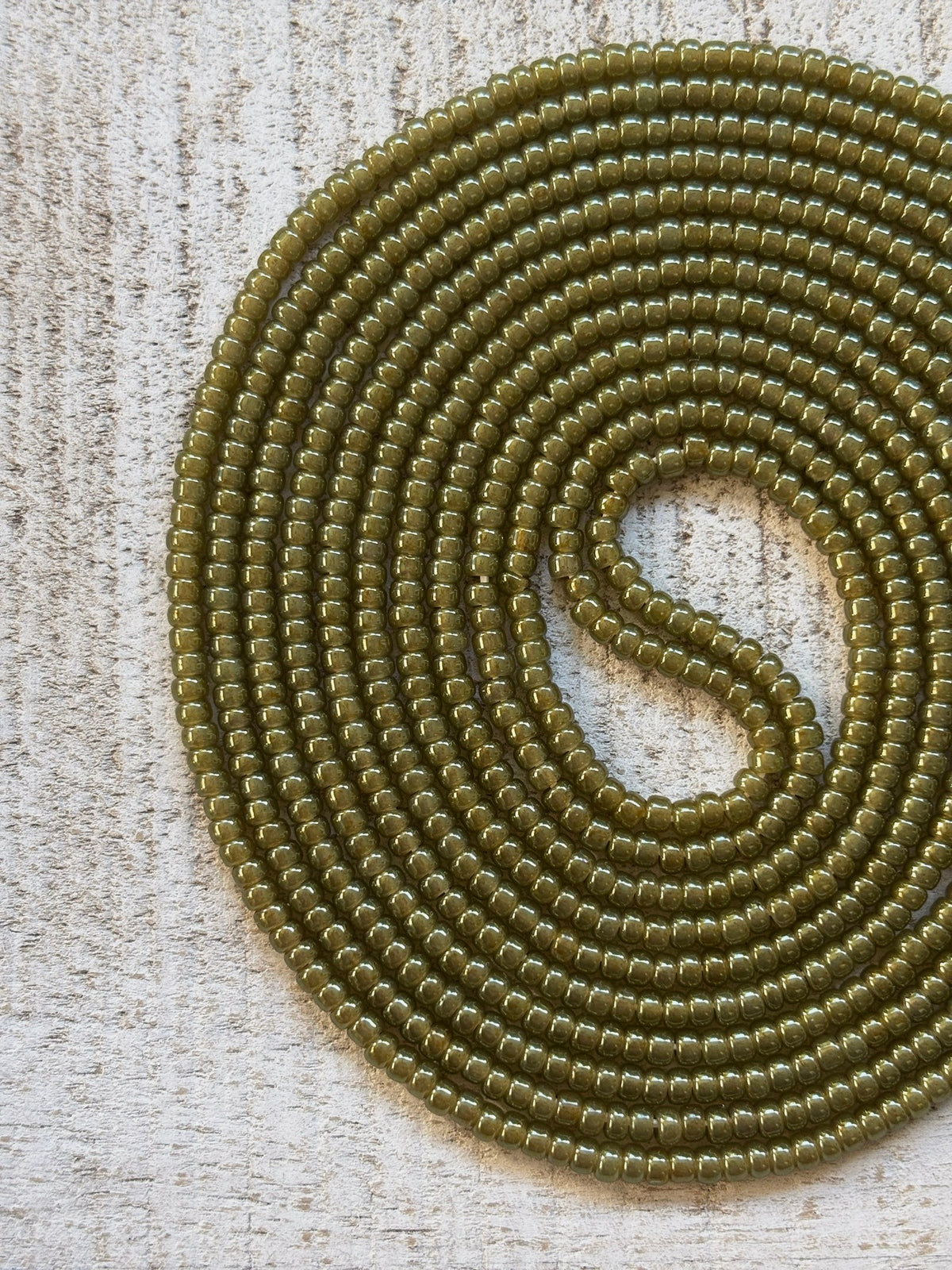 Peridot olive green tie-on waist beads by Raine Waistbeads