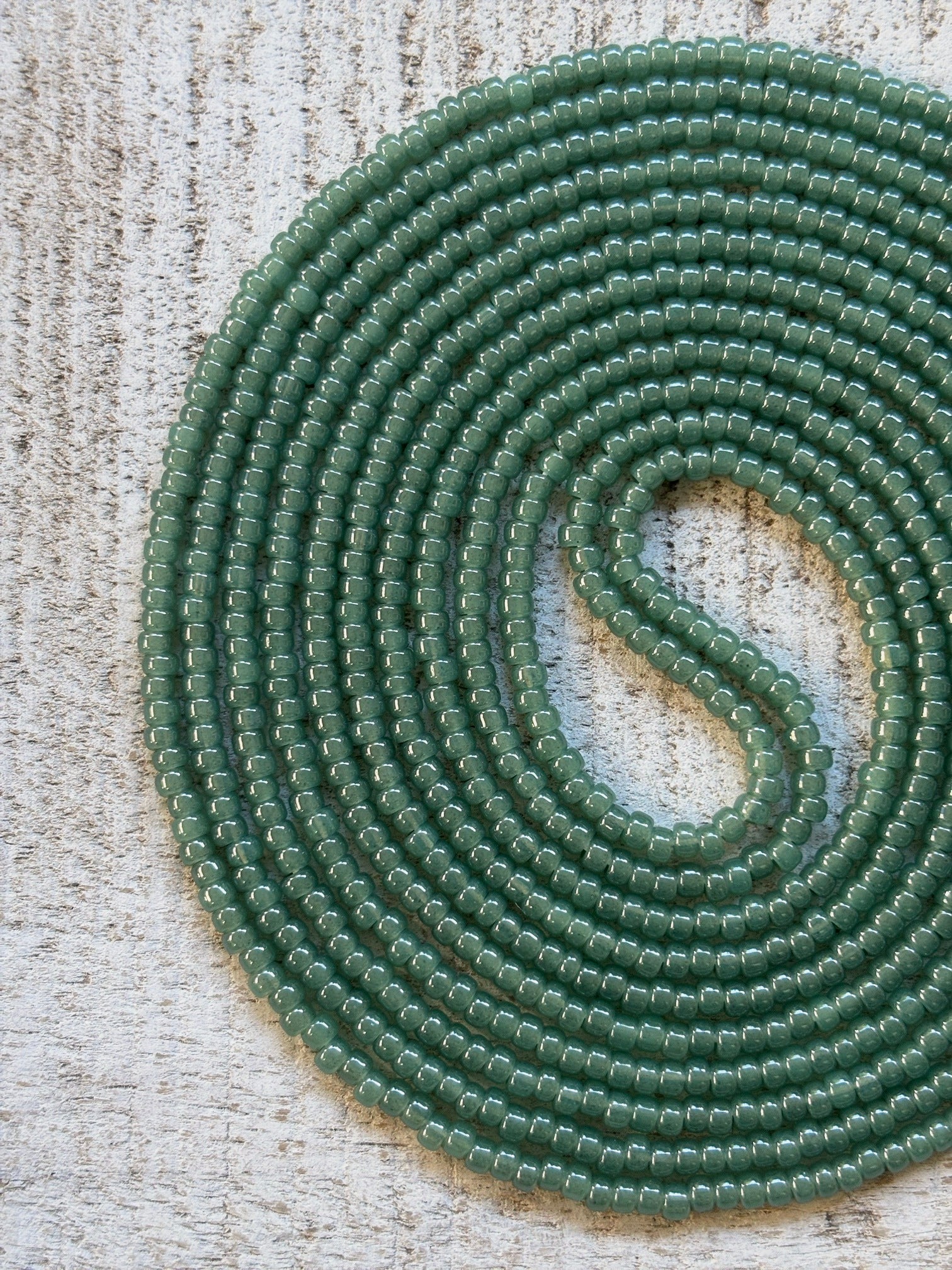 Jade sage green tie-on waist beads by Raine Waistbeads