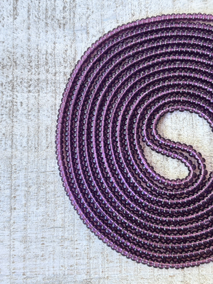 Amethyst Waistbead, handcrafted African tie-on waist beads by Raine Waistbeads