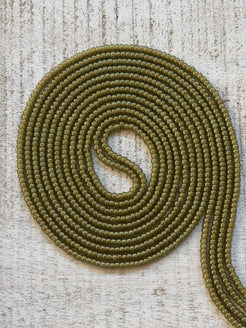 Peridot olive green waist bead strand close-up