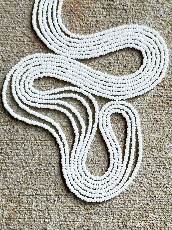 Blanc Waistbead, handcrafted African tie-on waist beads by Raine Waistbeads