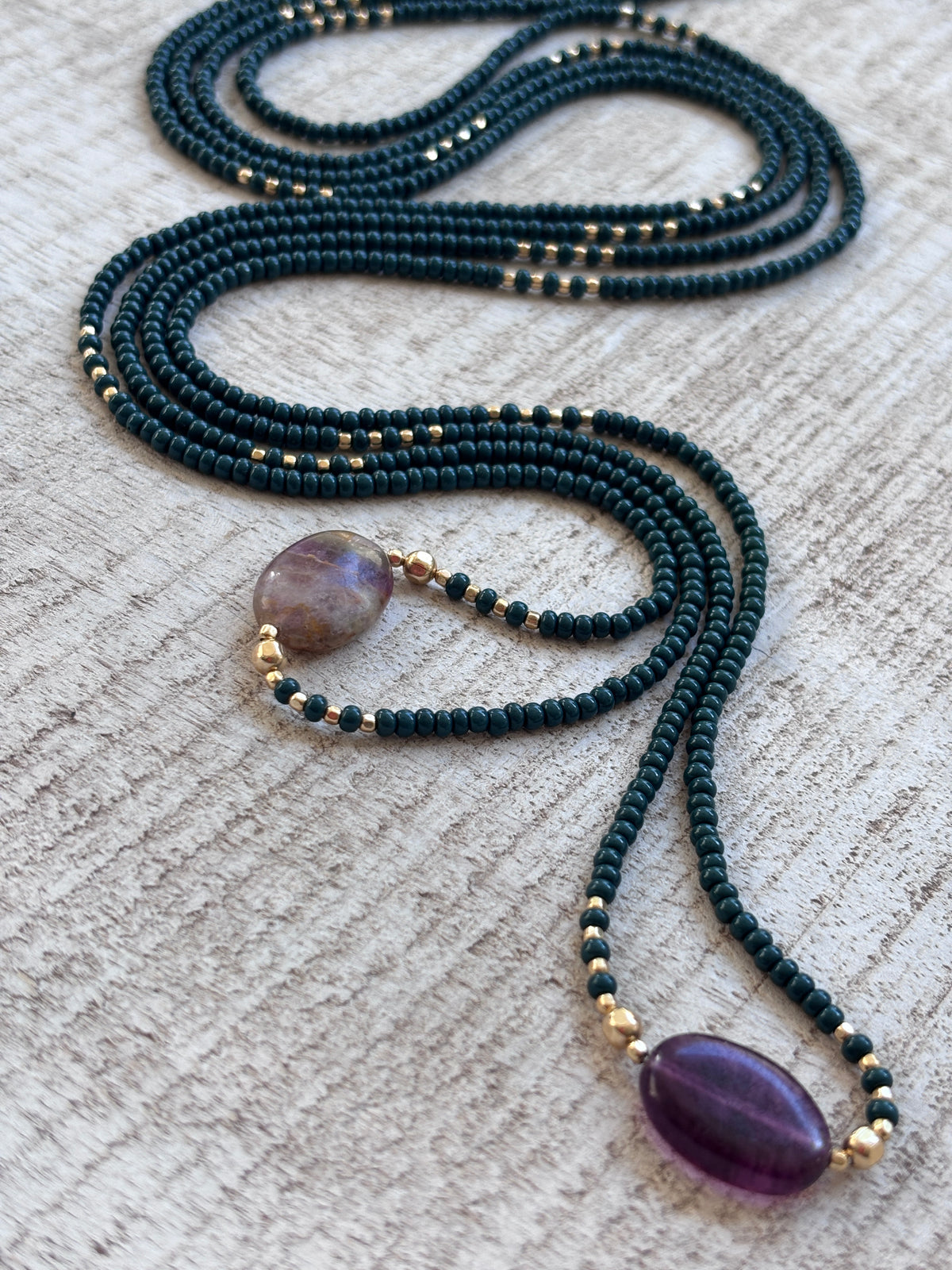 Midnight Veil Waistbead, close-up detail of the handcrafted beads