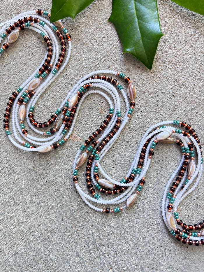 Ocean Earth Waistbead, handcrafted African tie-on waist beads by Raine Waistbeads