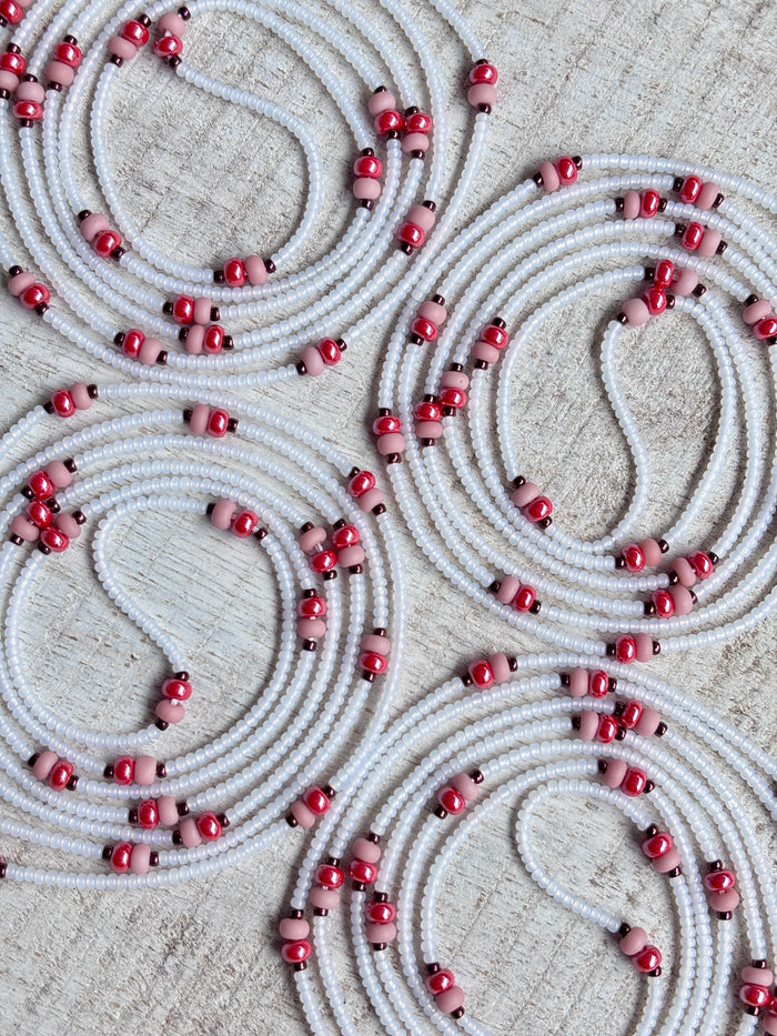 X's and O's Waistbead, handcrafted African tie-on waist beads by Raine Waistbeads