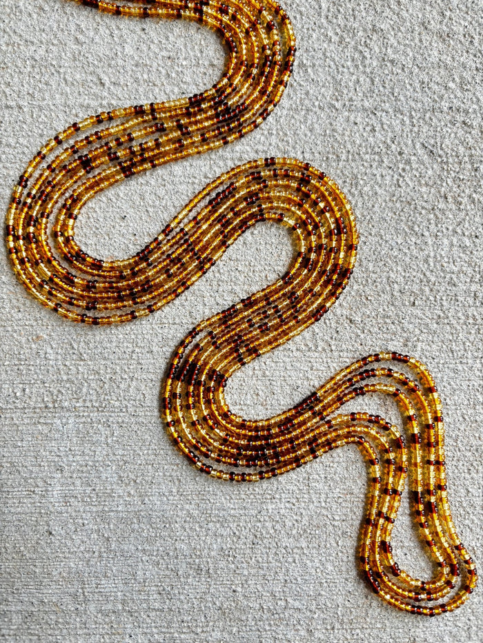 Brown Skin Girl Waistbead, handcrafted African tie-on waist beads by Raine Waistbeads